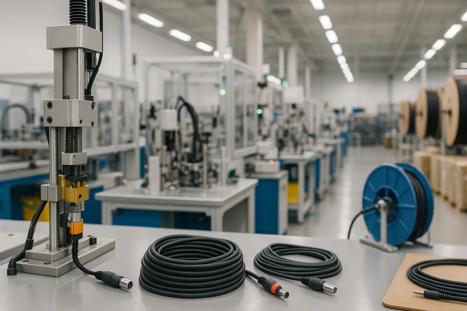 Modern factory line assembling audio connectors and cables for OEM production.png