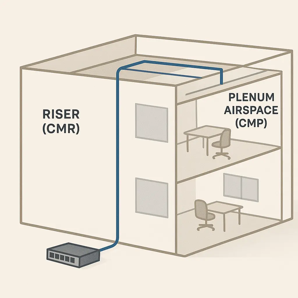 Diagram of CMR and CMP cable pathways in a U.S. commercial building..png